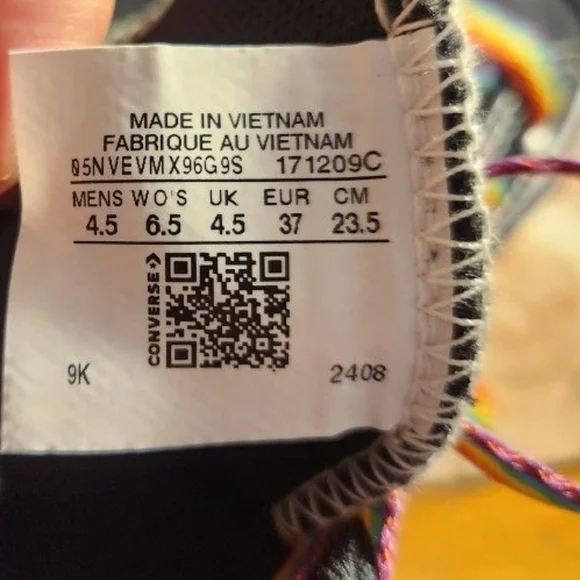 Converse Black & Multi Color High Tops. One of a Kind! Custom Made But Too Small - Picture 6 of 6